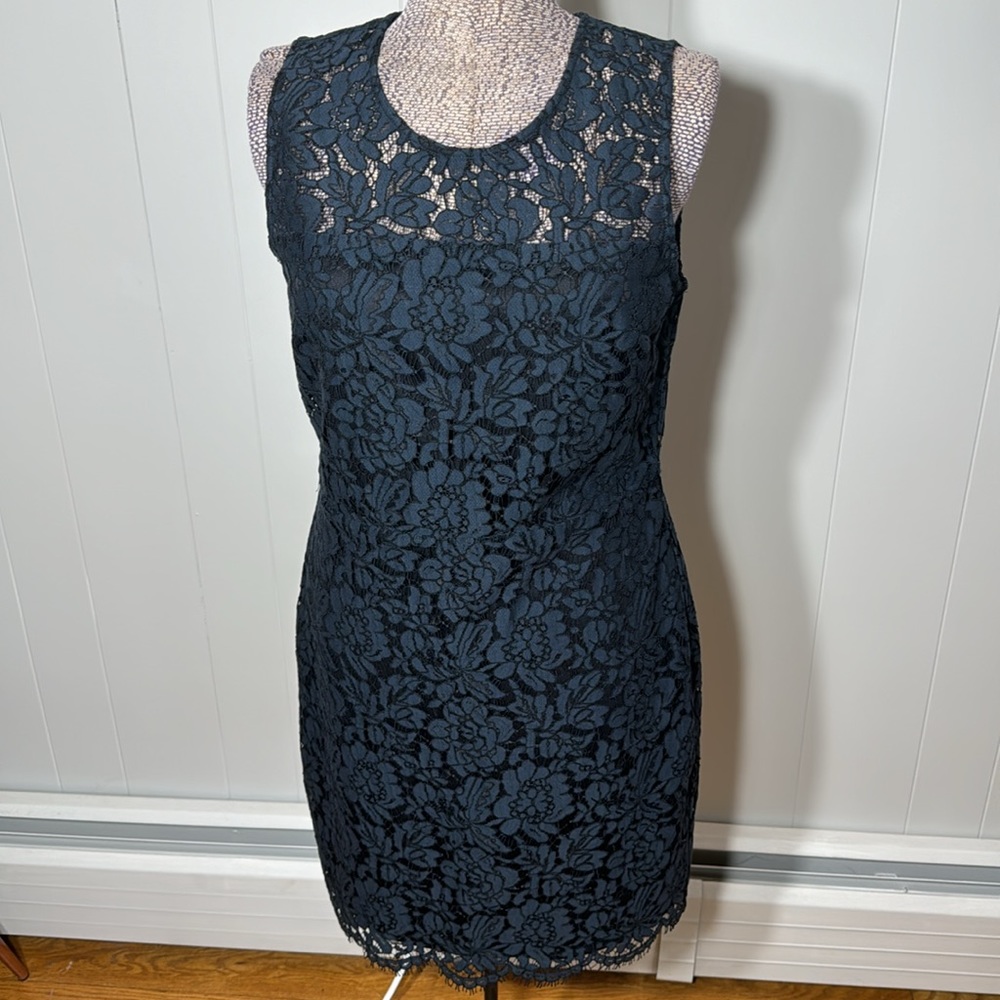 Banana Republic Womens 8 Black Floral Lace Sleeveless Dress Lined